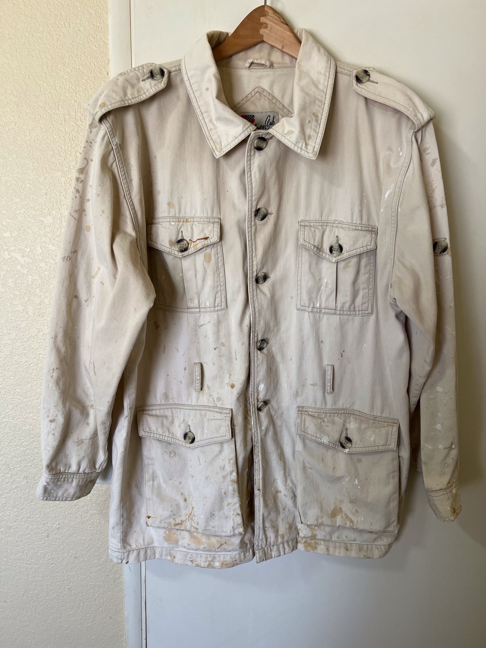 Vtg Monterey Club Fox Knapp Thrashed Painter Safari Field Jacket M Canvas Grunge